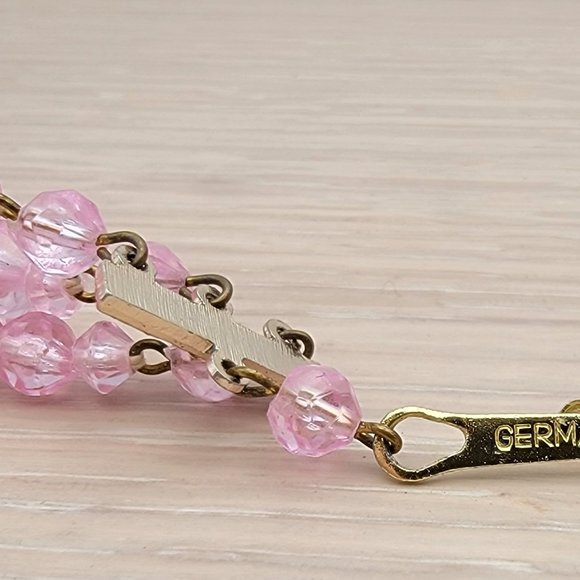 Pink Three-Strand Beaded Necklace with Hook Clasp - Picture 5 of 7